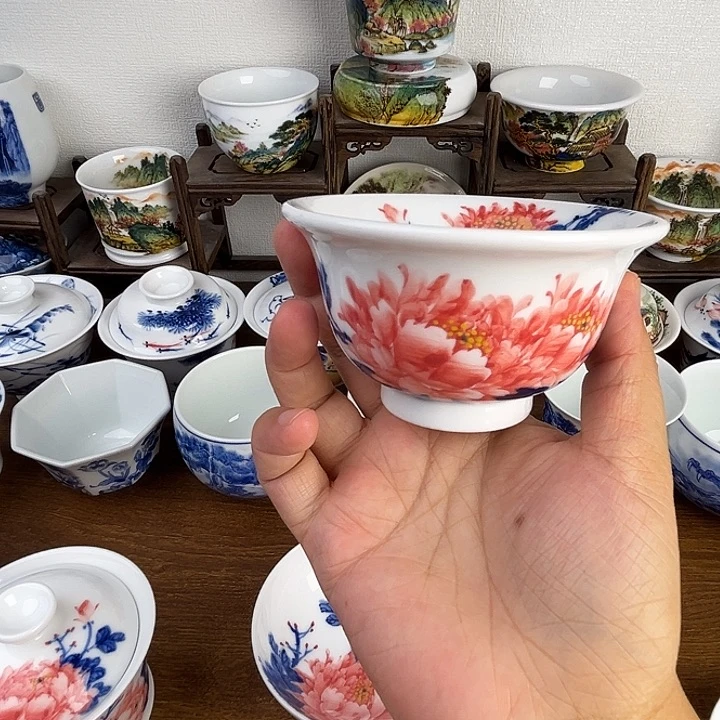 忠意堂釉下彩红牡丹微瑕不退