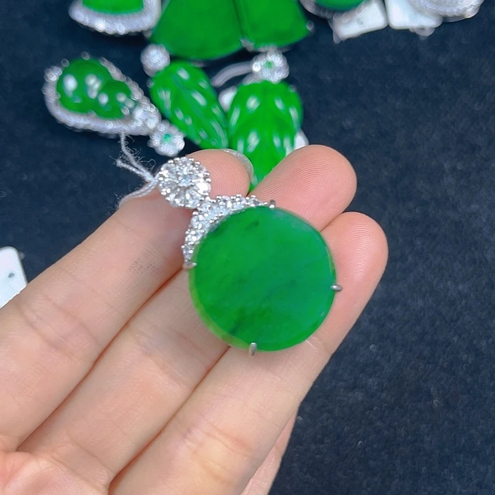 翡翠银S925镶嵌吊坠(不含链)
