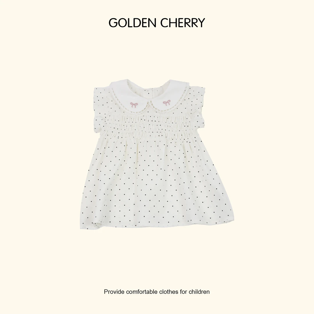 【Golden cherry】儿童蝴蝶结娃娃领波点无袖连衣裙567051