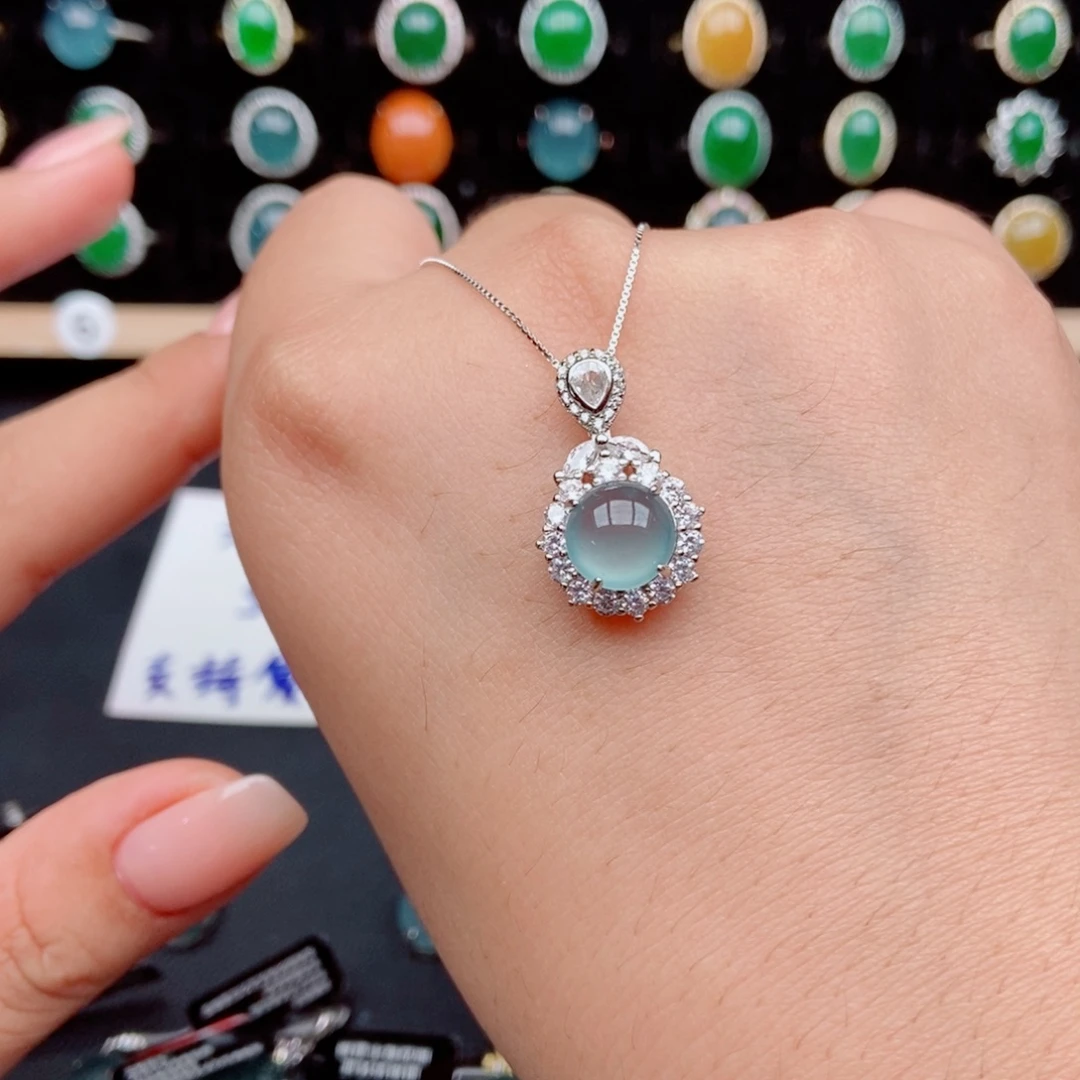 萱***树翡翠银S925镶嵌戒指