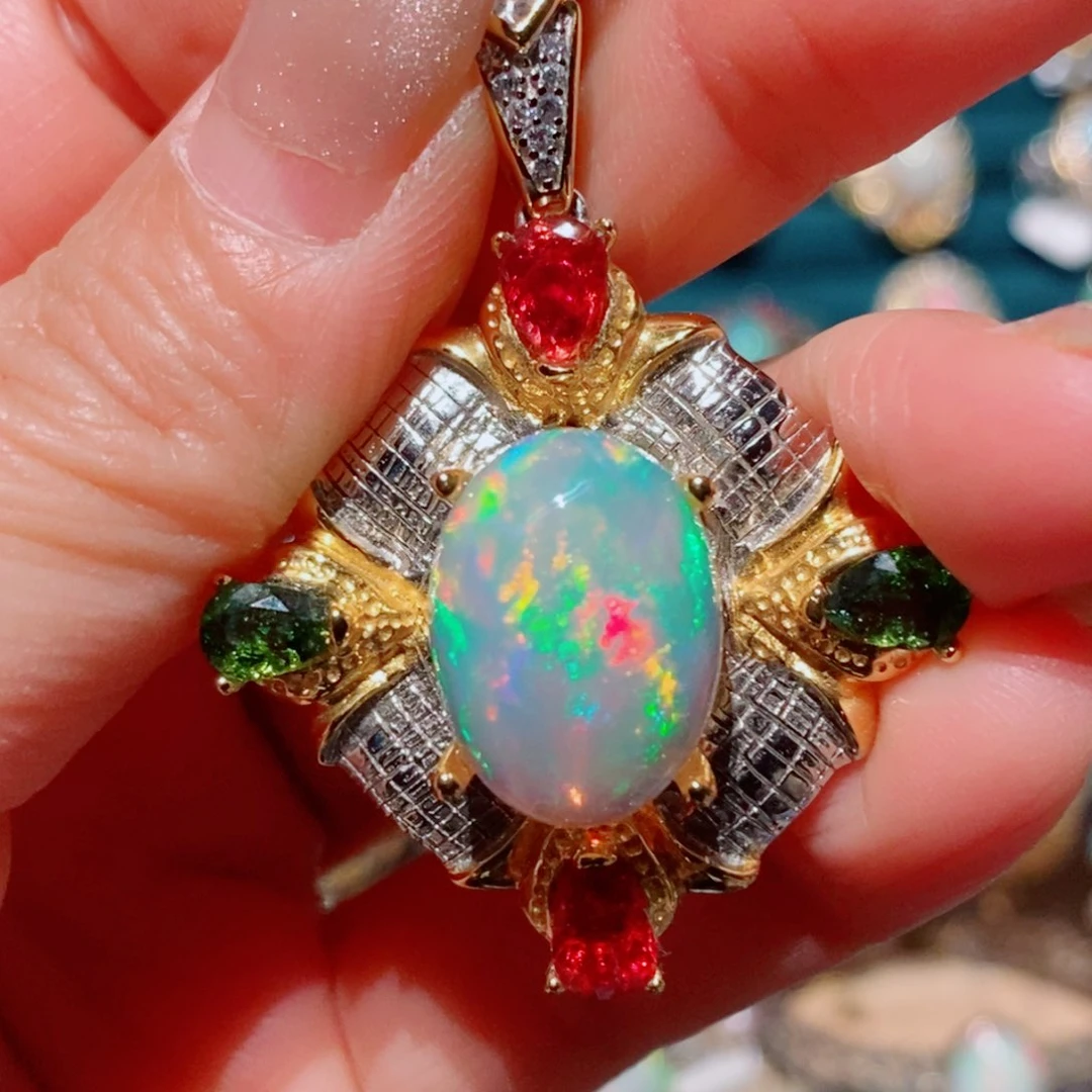 欧泊欧泊吊坠银S925镶嵌