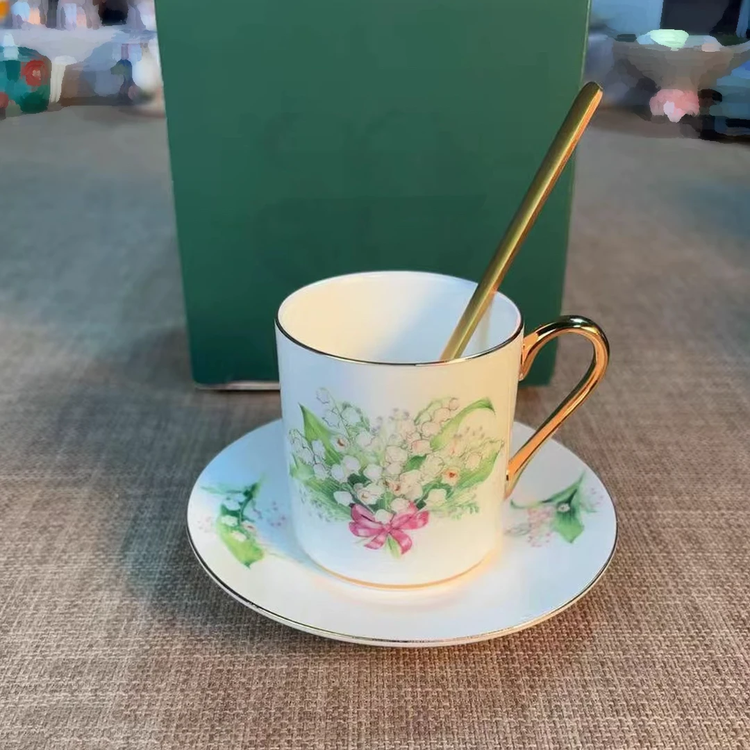 安娜16:  00铃兰骨瓷家用咖啡杯精致田园风@@1