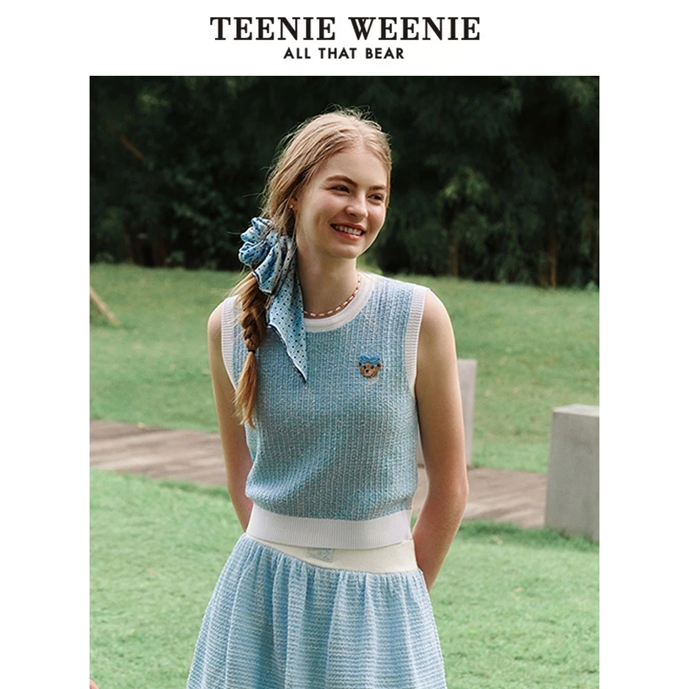 *TeenieWeenie小熊25夏新款休闲时髦清新撞色毛衣背心TTKN252410T