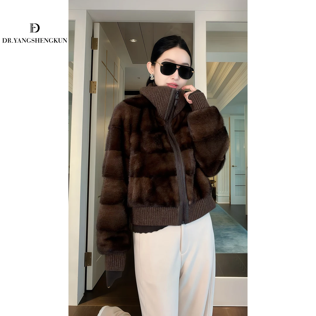 杨圣坤2025冬季新品优雅奢贵紫标级横排水貂毛保暖短外套TR251032