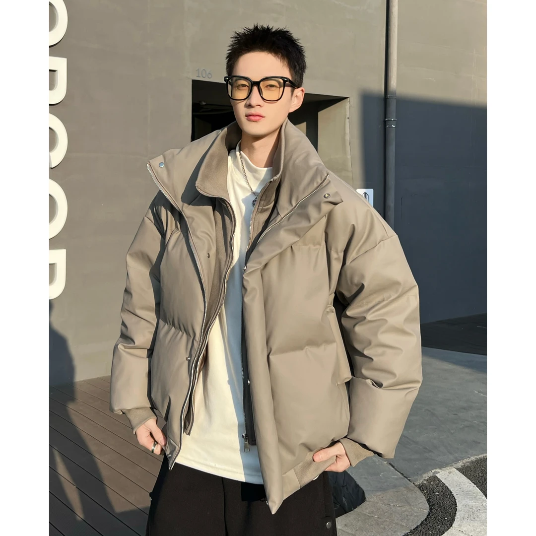 美式立领保暖皮棉衣短款面包服男女休闲潮假两件棉袄外套棉服外套