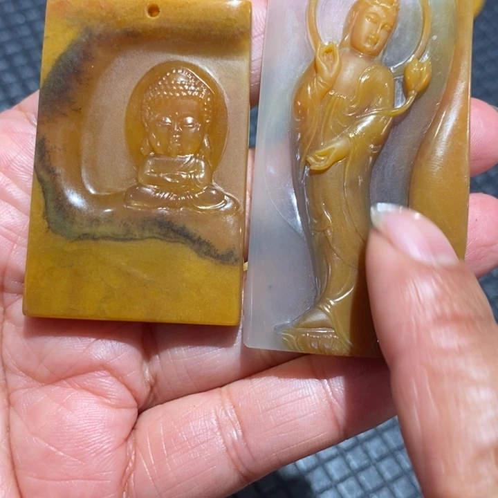 石英质玉（黄龙玉）未镶嵌挂件