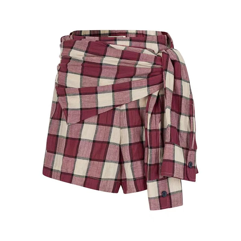 Anna mooer格纹短裤两件套AM05125K2