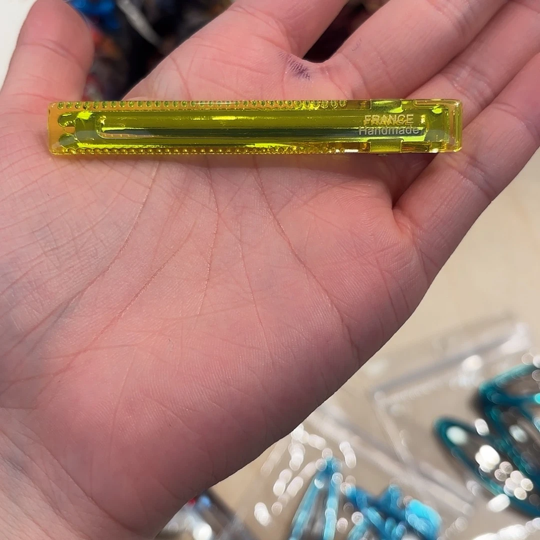 布艺铁合金柠檬黄长夹一对