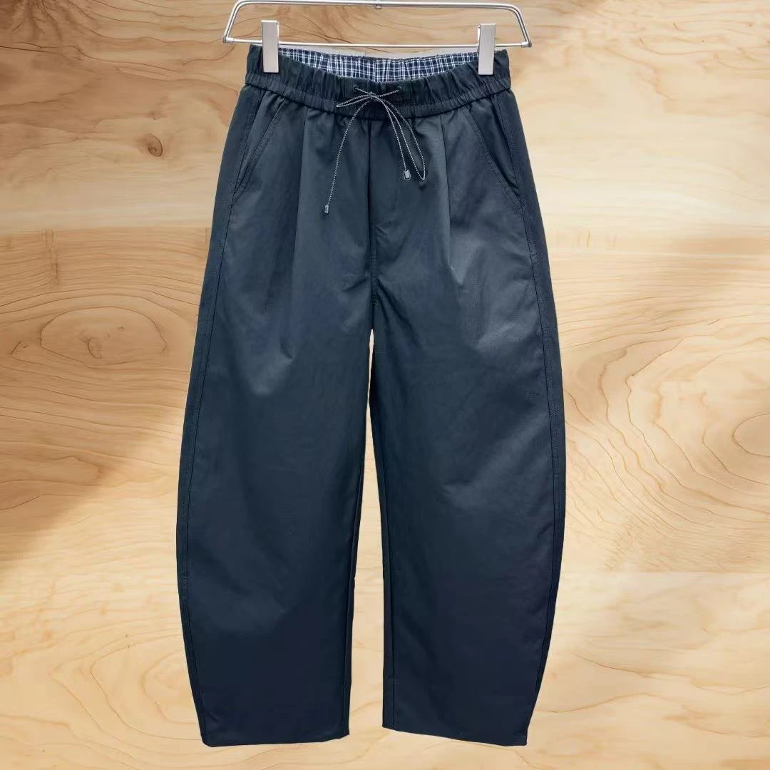 秋季新款高街风格宽松版型弯刀直筒阔腿裤男士纯色休闲裤香蕉裤