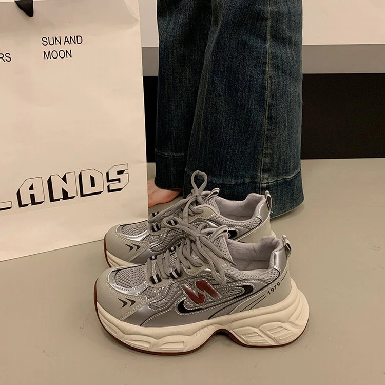 明星同款老爹鞋女春季新款厚底增高百搭网面透气超火运动休闲鞋潮