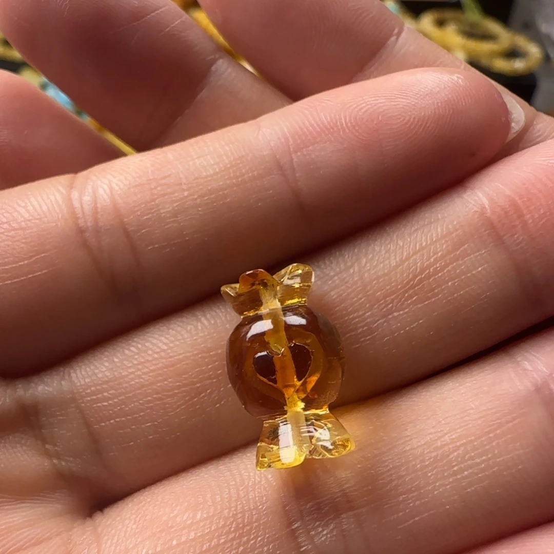 蜜蜡未镶嵌颈饰金珀糖果提溜