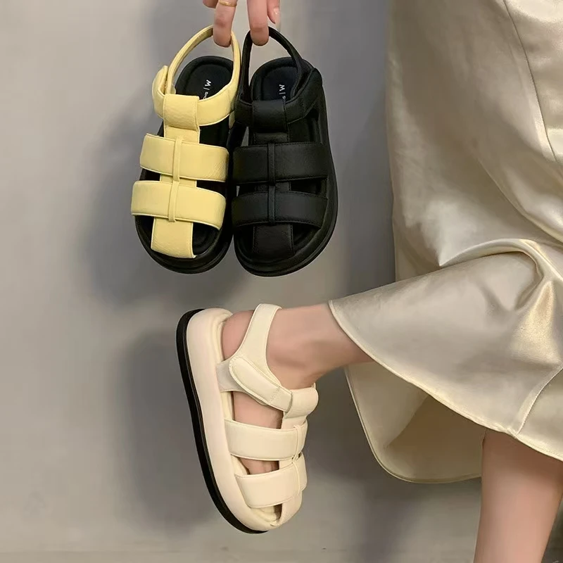 3325-1时尚休闲百搭夏季软底复古编织厚底凉鞋