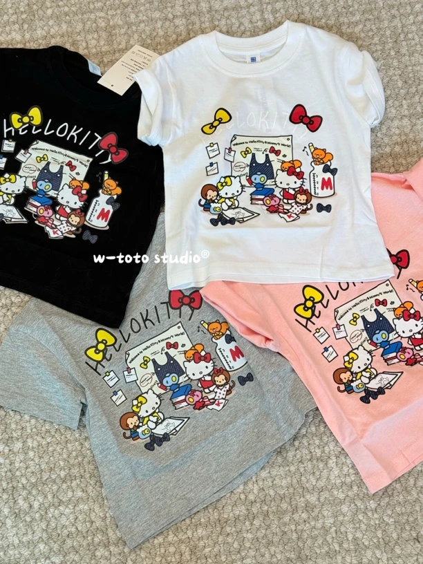 涂鸦小猫｜2025 新款夏季纯棉亲子短袖T恤圆领四色