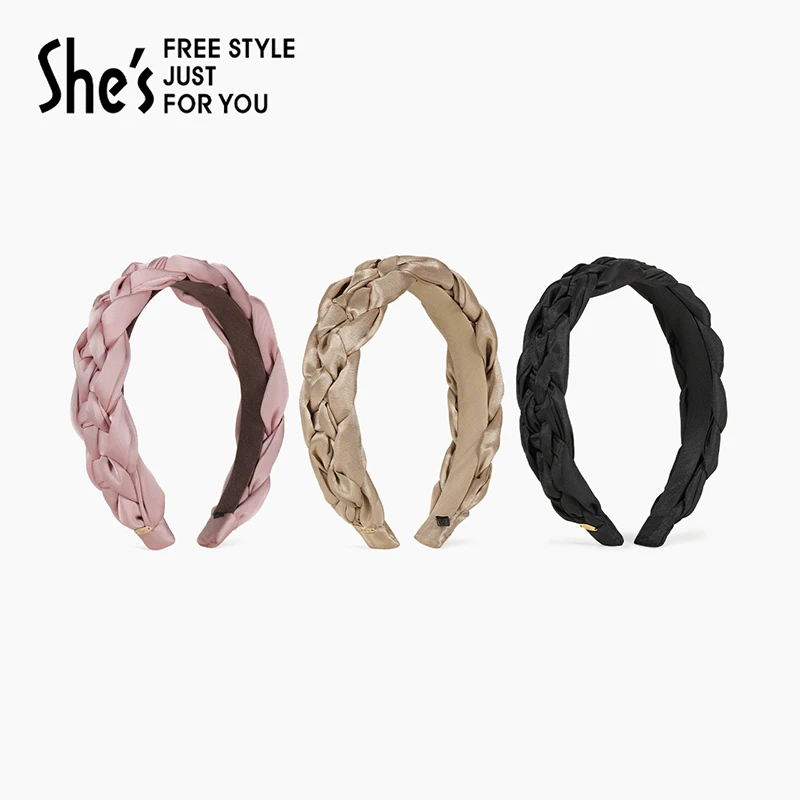 shes轻简循迹复古麻花布艺发箍高颅顶头箍压发高级感发卡头饰