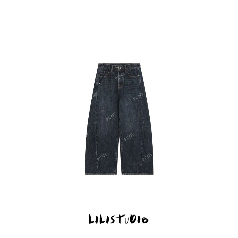 「蓝调回忆录」不理理秋季新款女装时尚宽松休闲牛仔裤