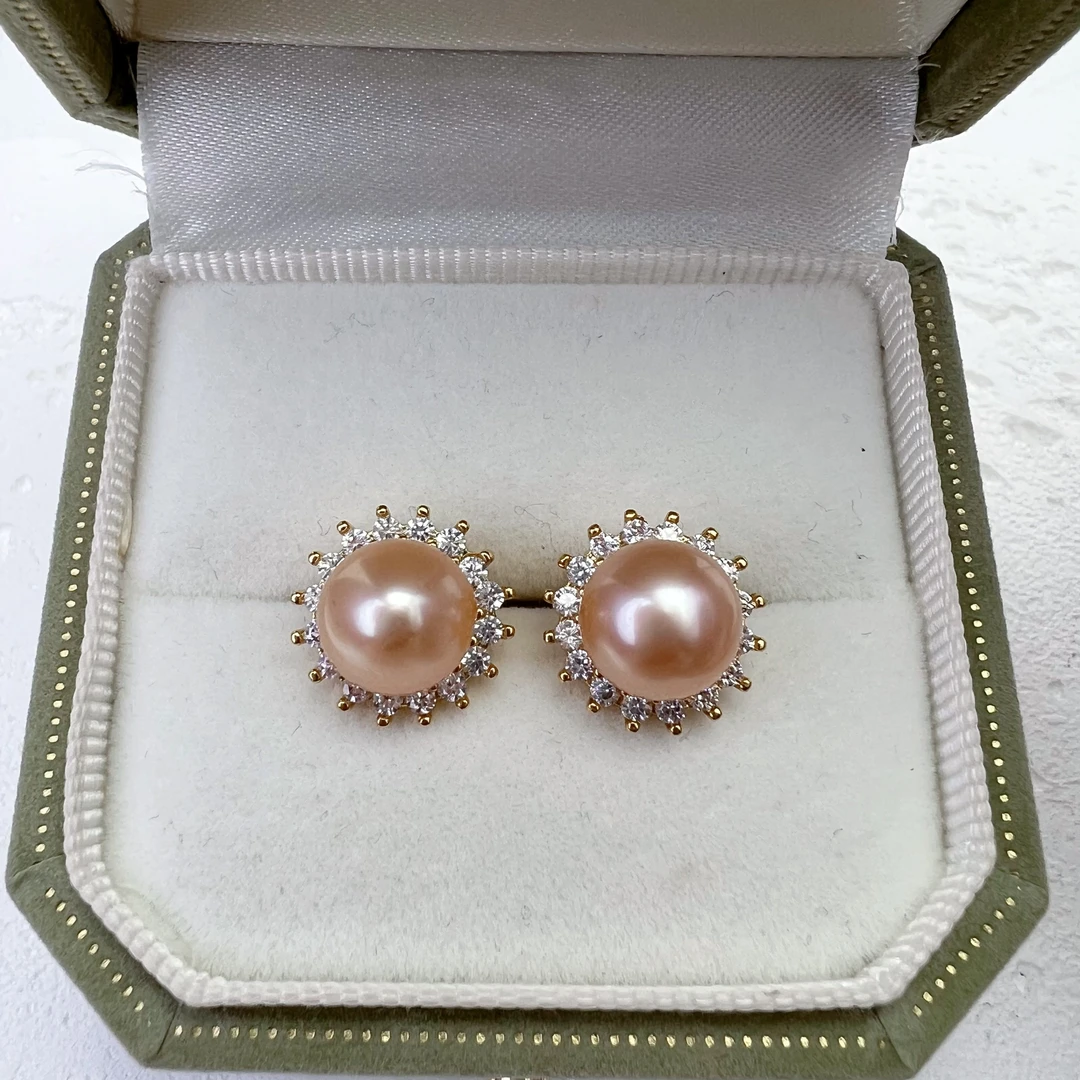 【太阳耳钉】约8.5-10mm淡水无核珍珠耳钉气质百搭精致优雅DEH01198