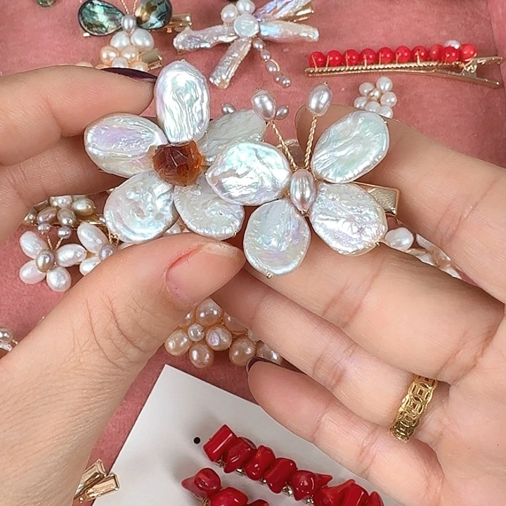 淡水珍珠发饰未镶嵌