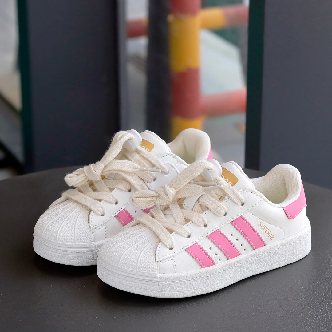 儿童贝壳鞋2025春季新款女童宝宝鞋男童休闲鞋板鞋中大童黑运动鞋