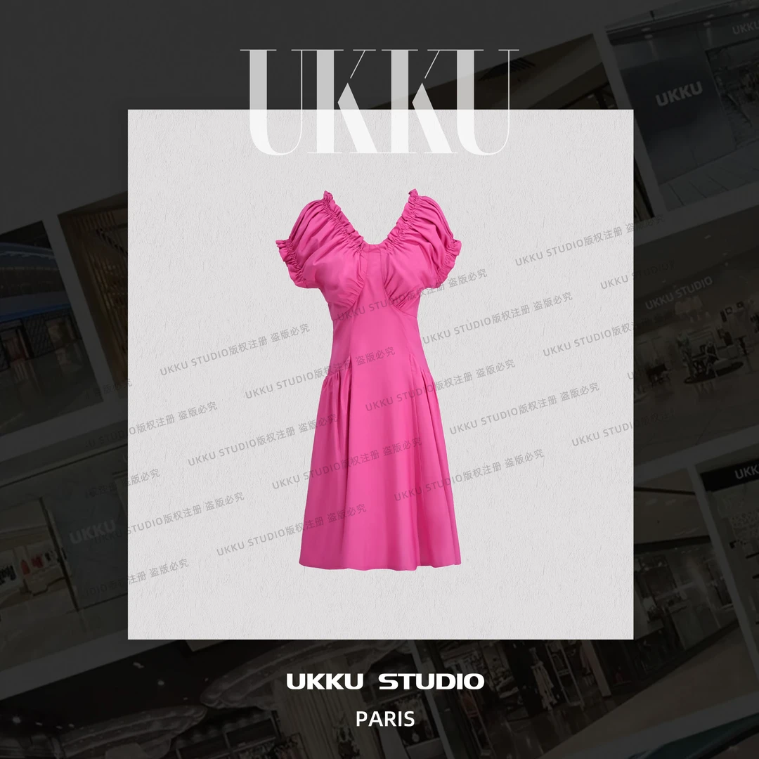 沐【UKKU STUDIO】夏季显白轻奢时尚休闲气质女士连衣裙314252