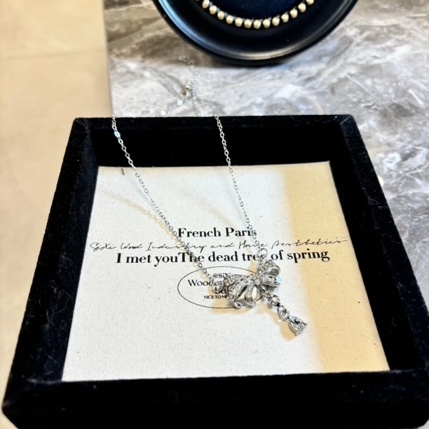 铜合金项链 蝴蝶结水滴项链XL4100