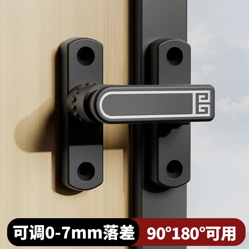 门锁卡扣免打孔门扣室内反锁门栓房门闩锁门不平专用插销90度打扣