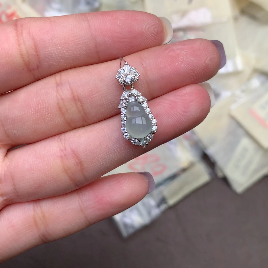 翡翠银S925镶嵌挂件一