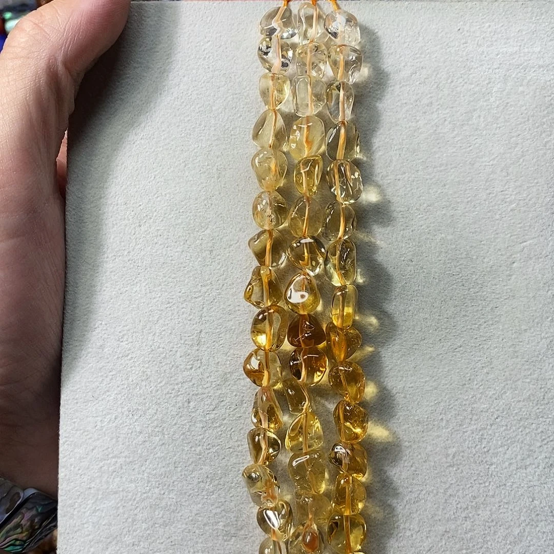 石英质玉未镶嵌，天然黄水晶渐变10mm，短条，