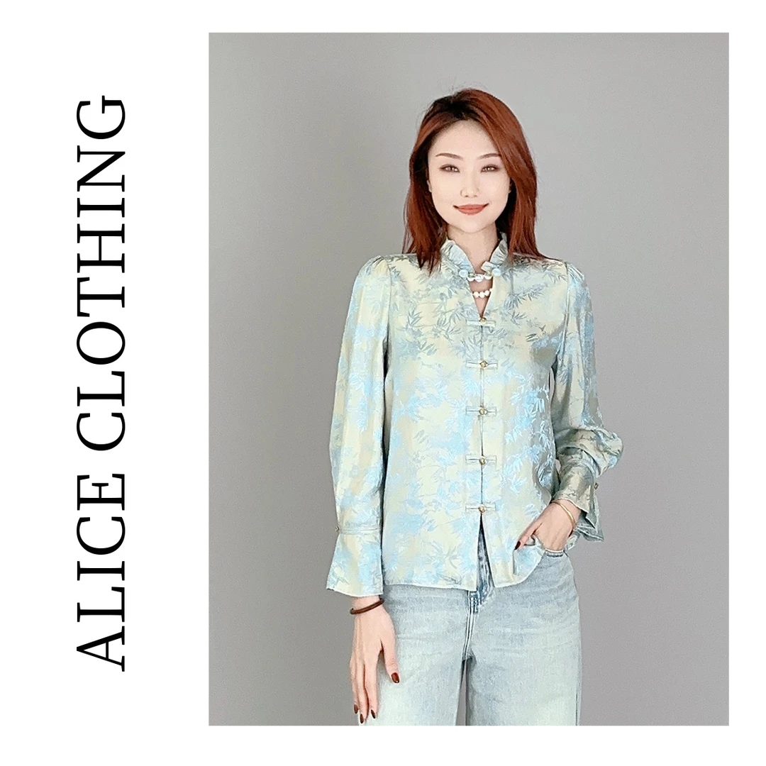 2 alicelulu“春色满园”小心机上衣光泽印花典雅浪漫S2137147J