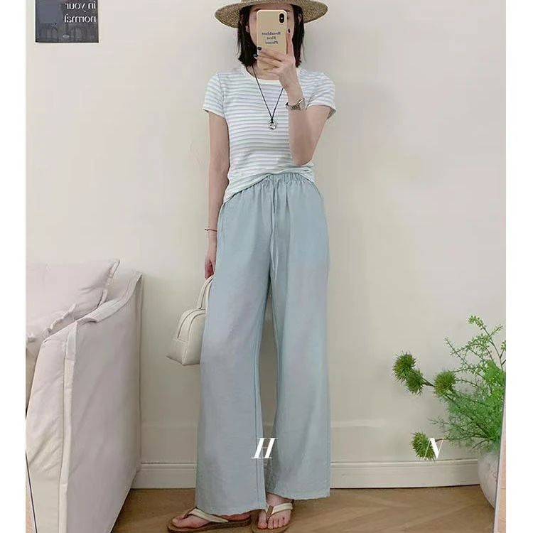 无印心匠K1917 宽松夏季纯色百搭小个子直筒裤休闲裤 C622-4