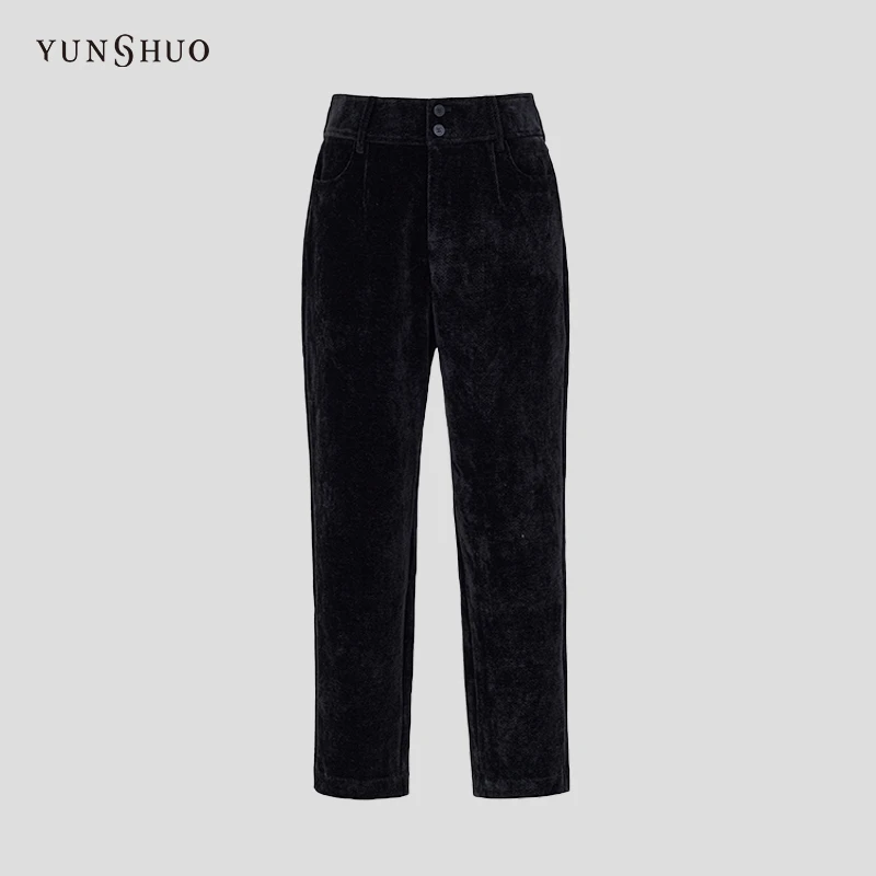 YUNSHUO灯芯绒裤子女冬季新款宽松显瘦哈伦裤198003