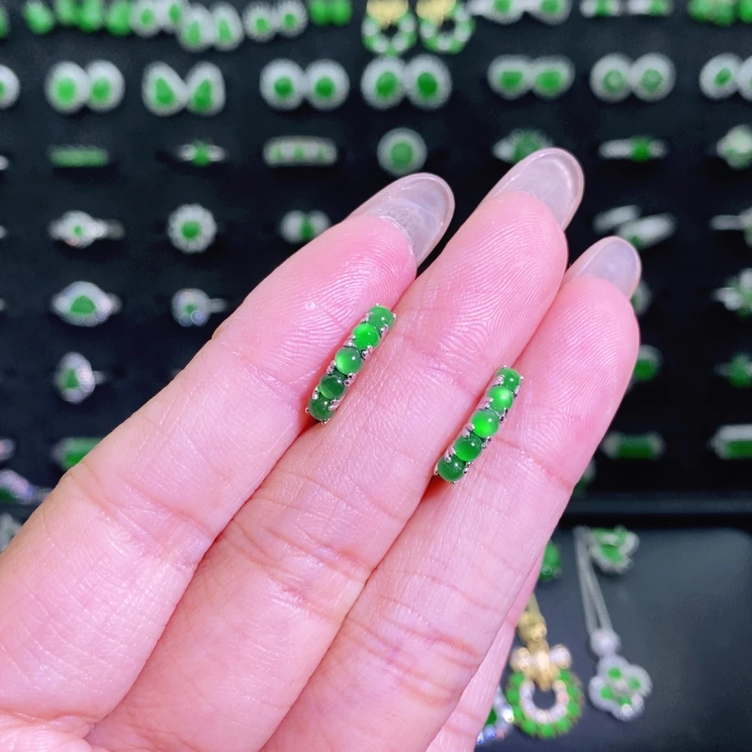 翡翠银S925镶嵌耳饰多样性