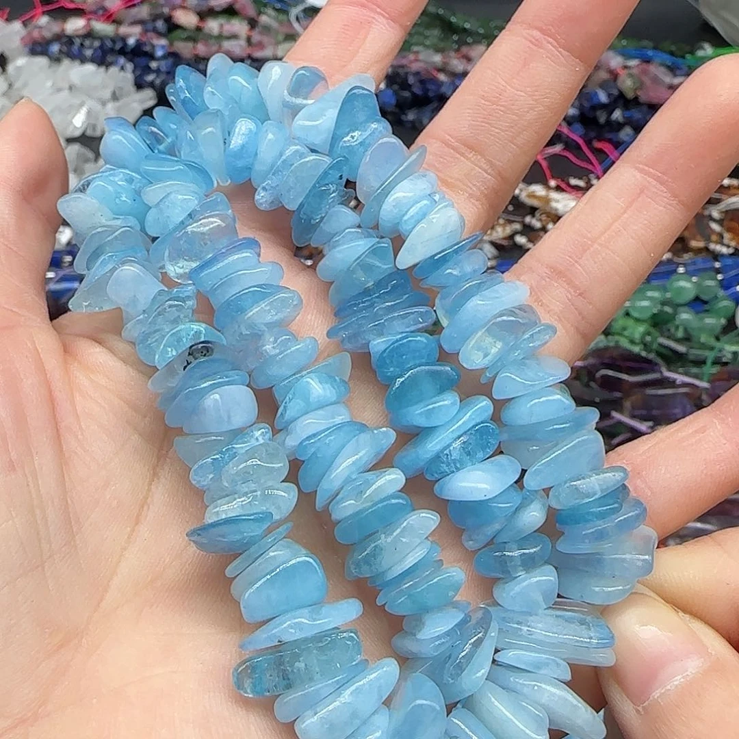 玛瑙/玉髓珠宝半成品合金海蓝宝10-12mm一条随形