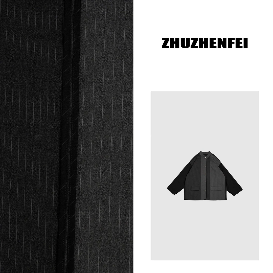 ZHUZHENFEI【伊顿公学】黑灰拼色百搭宽松个性短款西装Z351210