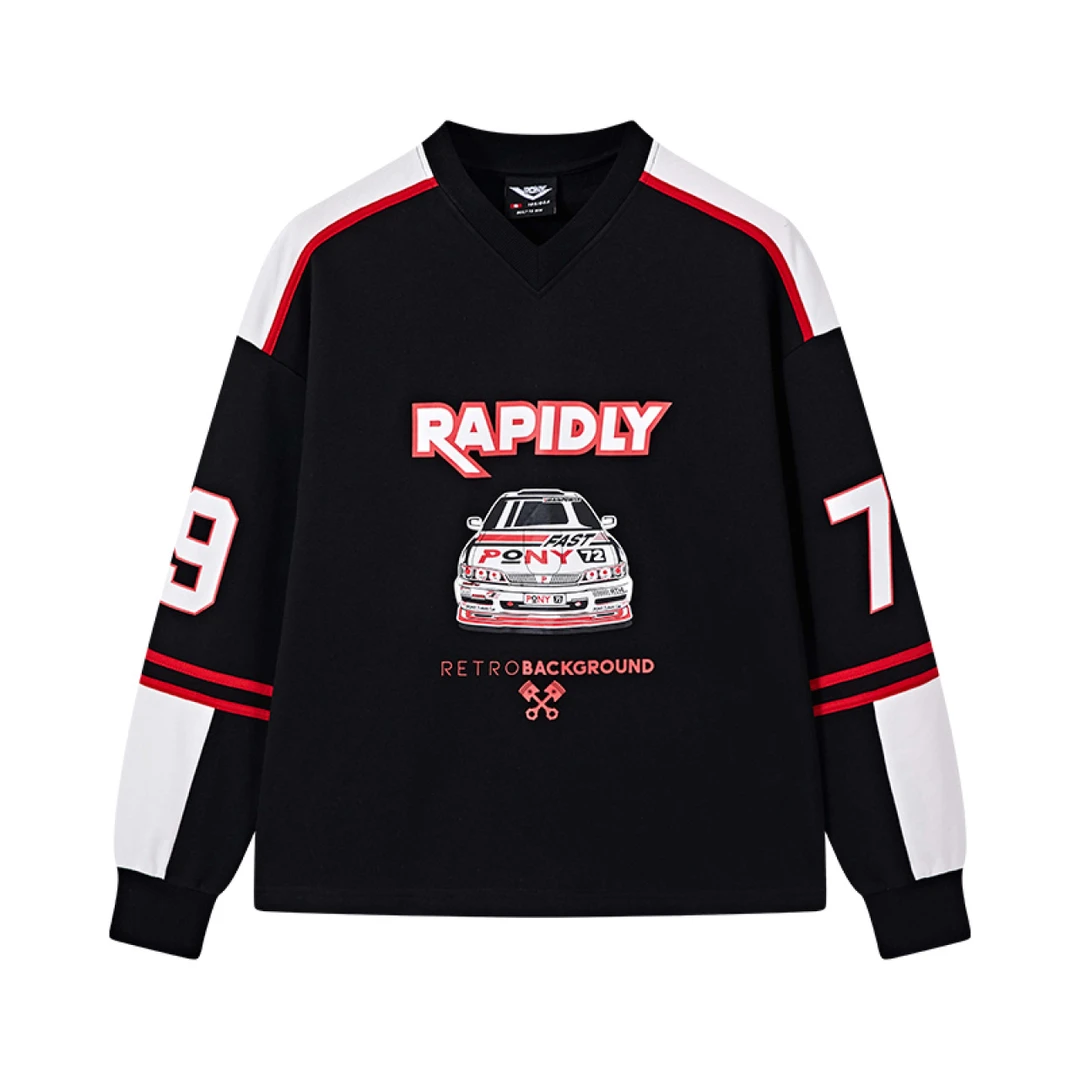 PONY秋季长袖字母卫衣运动印花男子潮流时尚233M2GS01