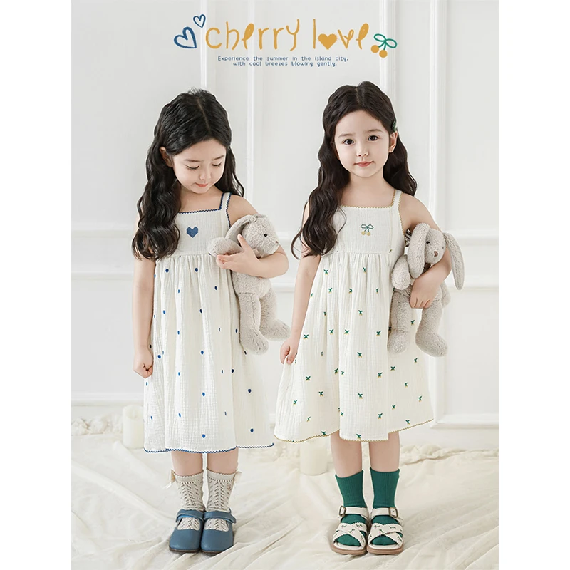 YOEHYAUL/幼悠【岛城夏天】夏伍波上女童夏季原创纯棉背心裙 LX0277