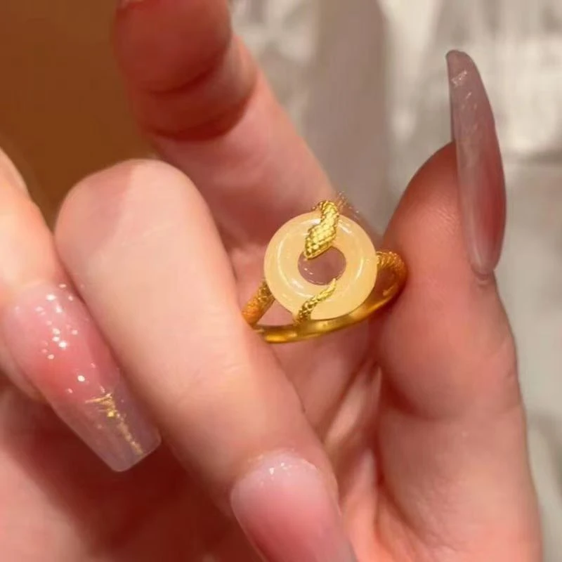钛钢戒指 新款复古缠绕戒指高级感蛇年小众设计尾戒戒指S