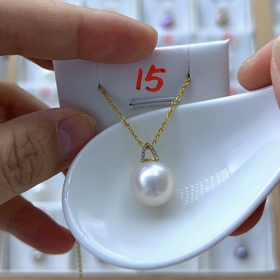 淡水珍珠吊坠(赠链)18K金镶嵌13.2