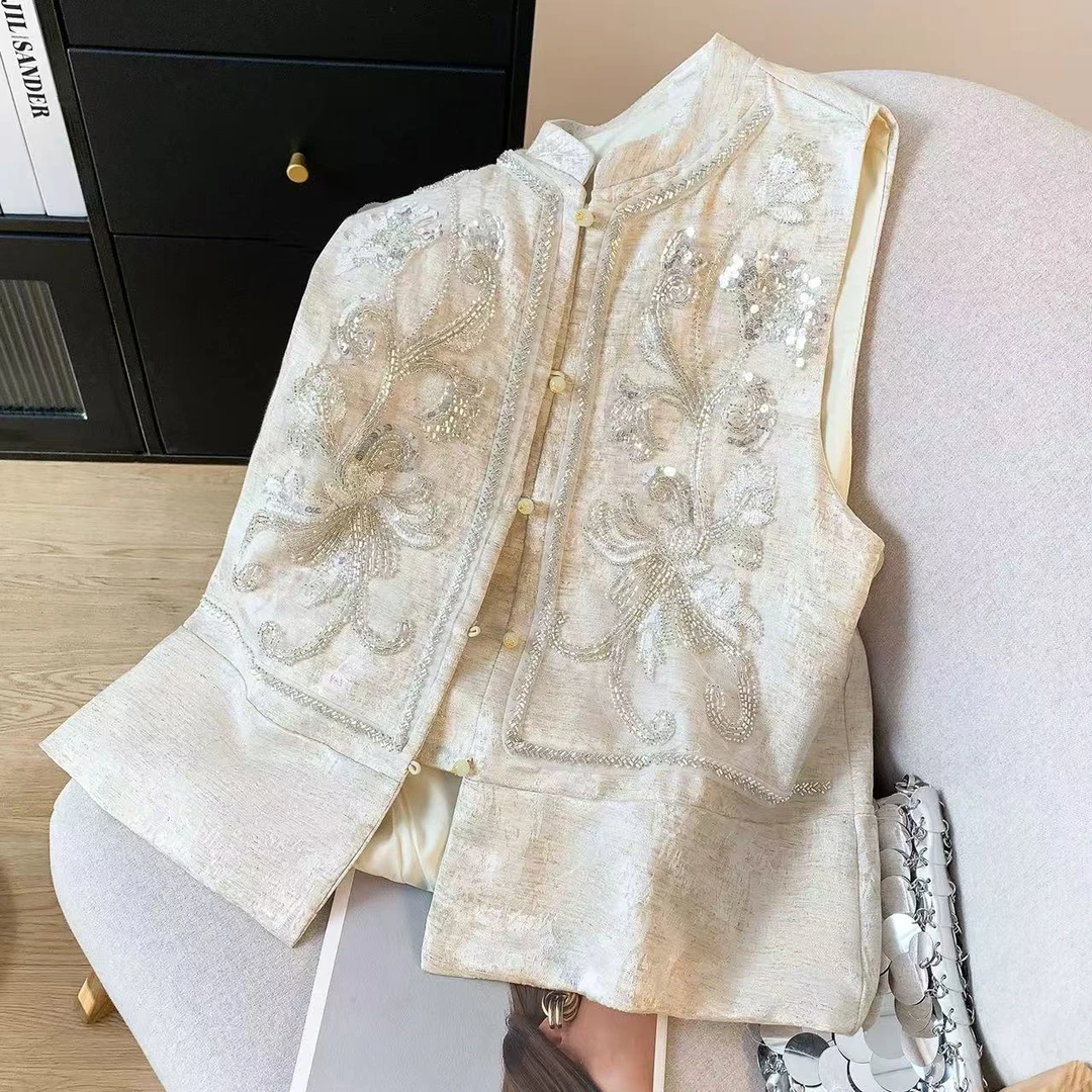 A2813  蔓珠繁花 重工钉珠刺绣中式马甲