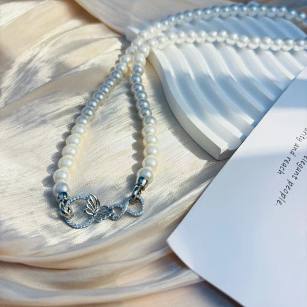 铜合金项链 613蝴蝶珠珠项链