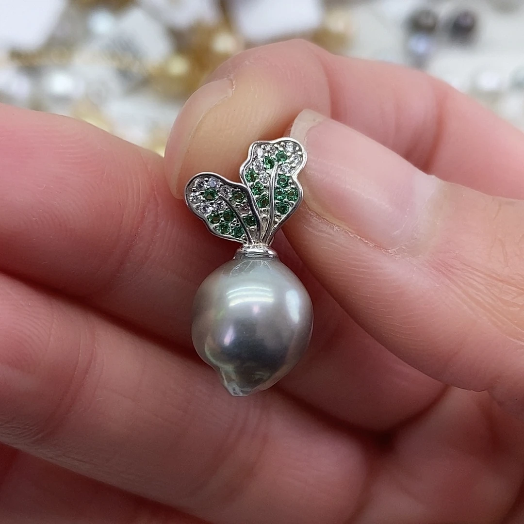 银S925镶嵌吊坠(不含链)海水珍珠