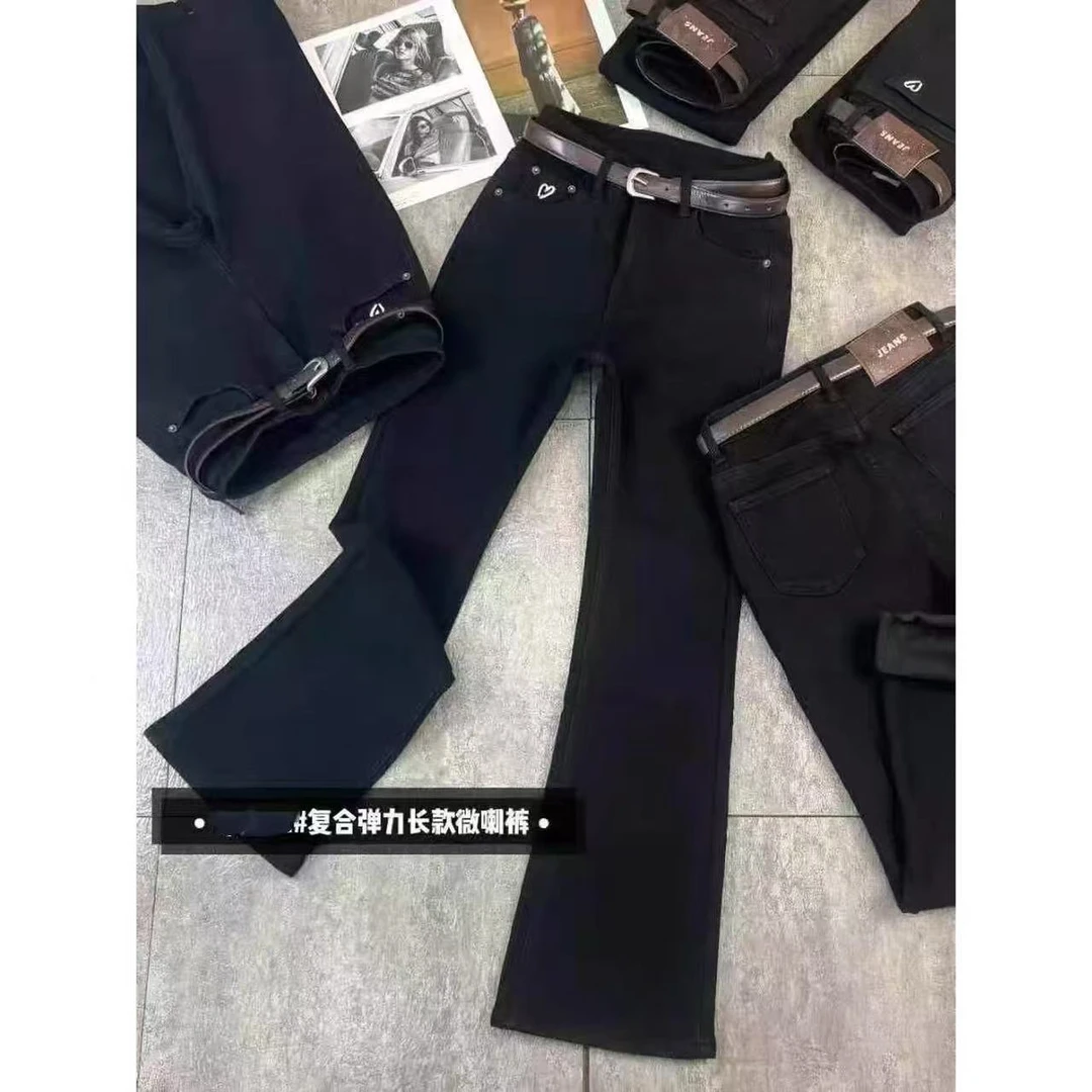 【6611】新品冬季喇叭裤加厚加绒修身百搭加厚牛仔裤