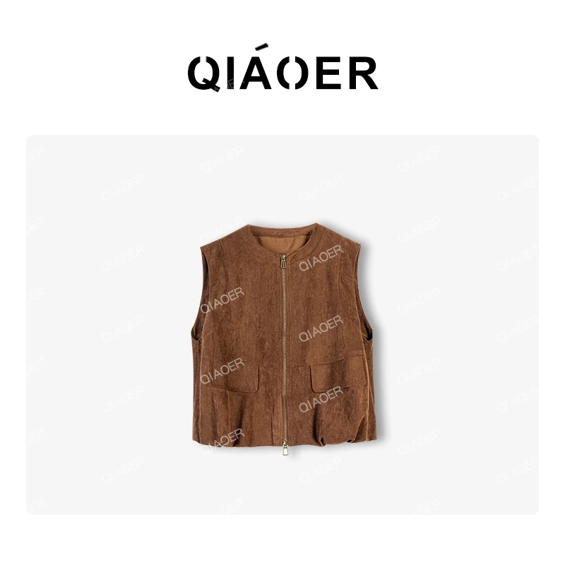 乔儿定制【减龄法则】高级休闲马夹百搭无袖女时尚复古做旧静奢马甲