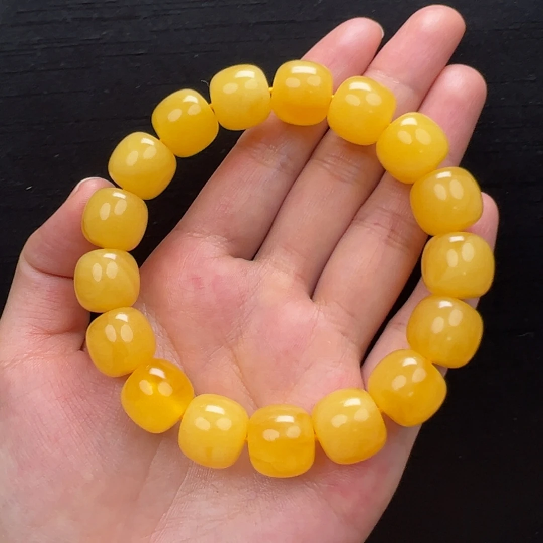 琥珀未镶嵌裸石焦皮同料手串13mm