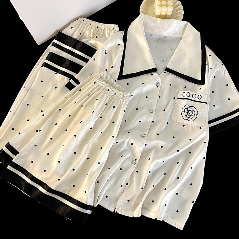 春夏季新款爆款山茶花睡衣女款休闲居家轻奢风可外穿睡衣女家居服