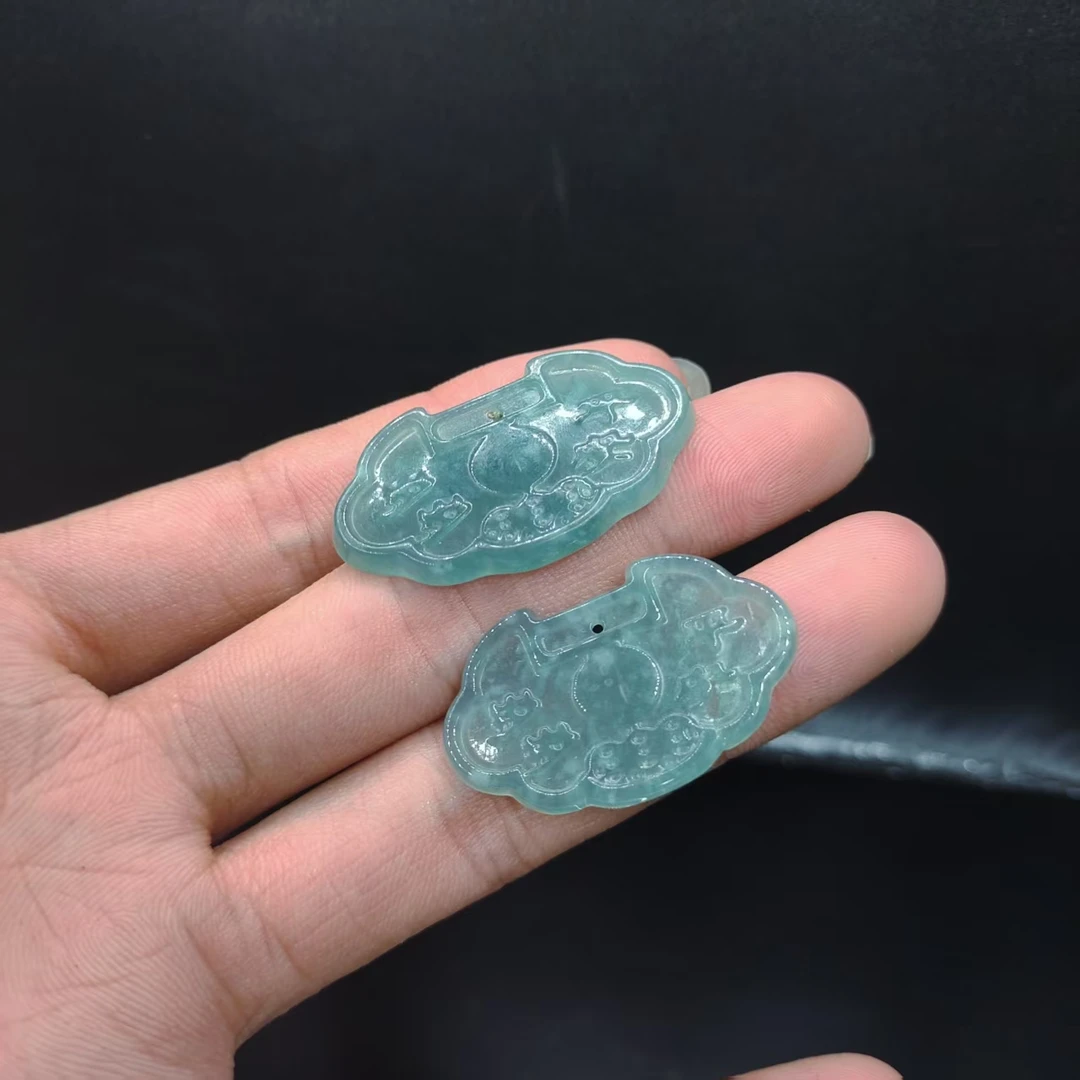 【龙龙严选】翡翠锁平安吊坠赠皮绳TGX【多样性发其一】约33-19-2mm