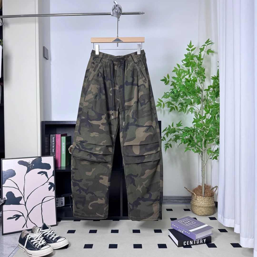 夏季伞兵弯刀裤迷彩弯刀工装风痞帅风百搭直筒裤男士宽松潮流潮流