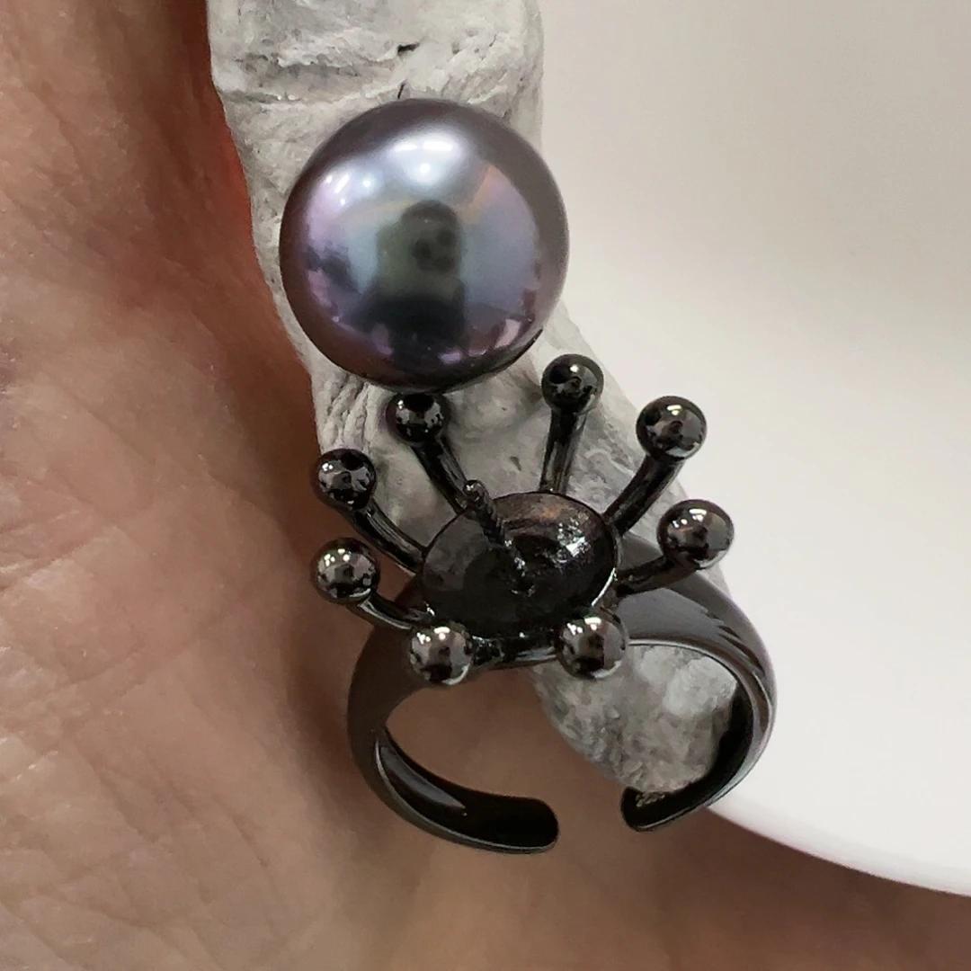 海水珍珠戒指银S925镶嵌一****儿