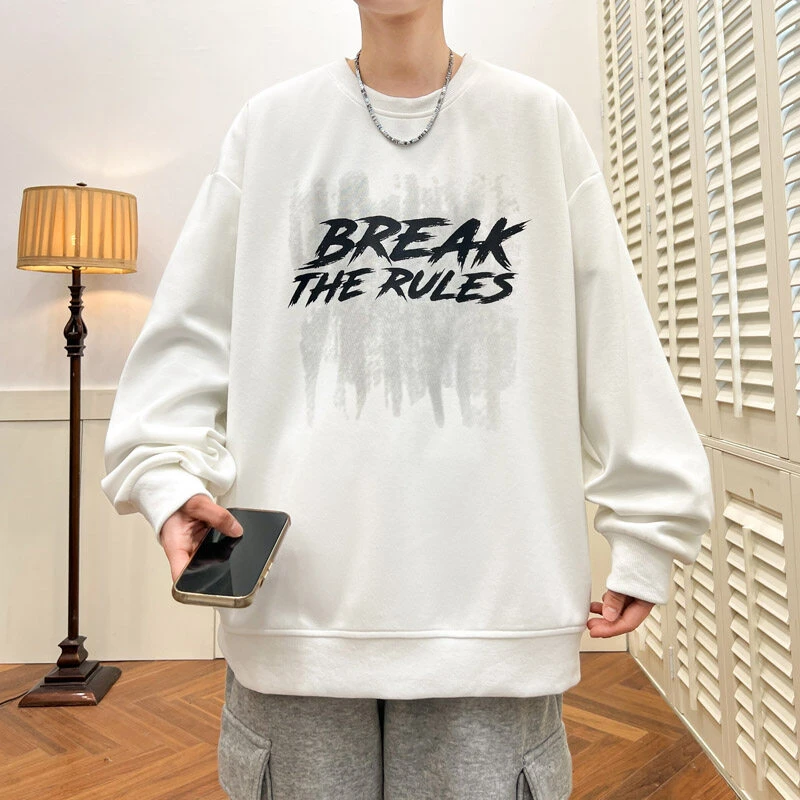 青少年港风春季休闲长袖卫衣潮流时尚圆领打底衫宽松百搭字母印花