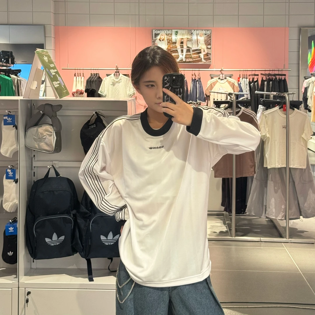 ADIDAS LONG SLEEVE JERSEY休闲运动宽松长袖球衣JX3100