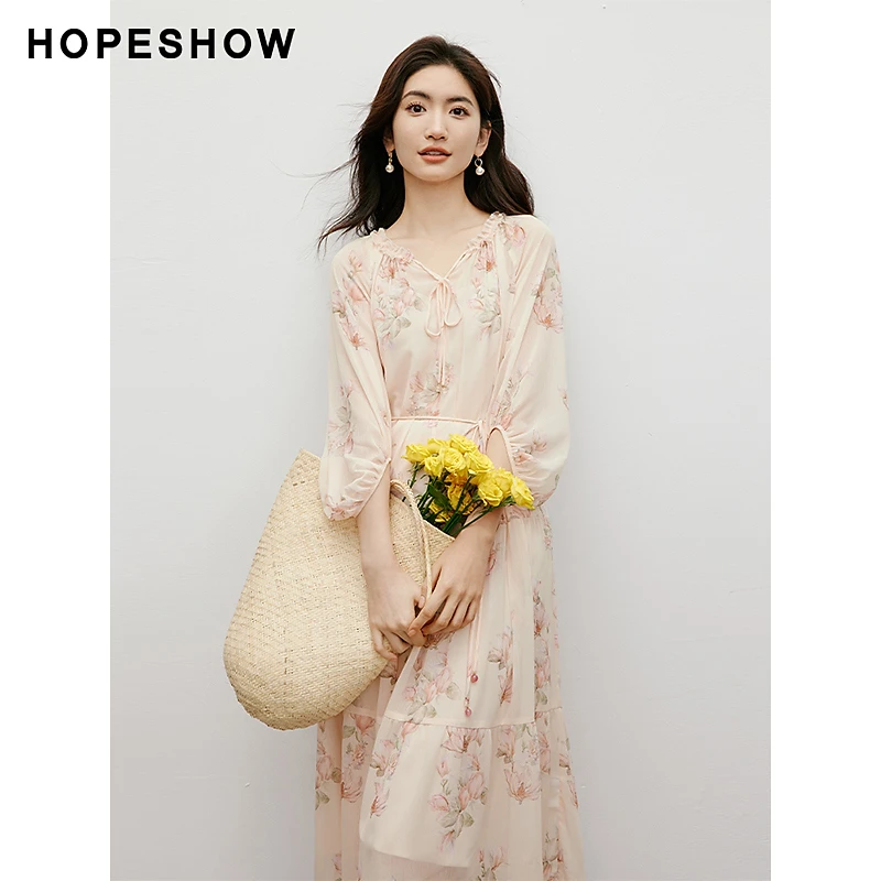 红袖{达人}夏季新款女装 灯笼袖吊带印花裙90224171603